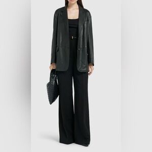 Weekend Max Mara Women's Black Lamb Leather Blazer Black Size 8